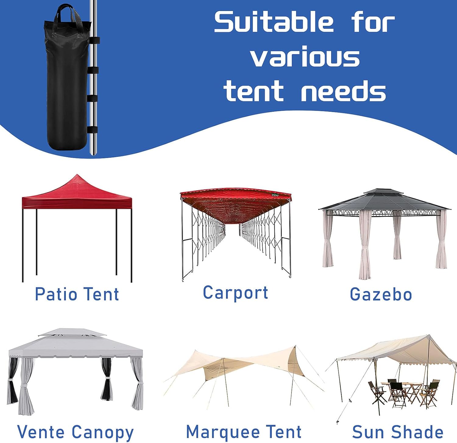 12 Pack Sand Bags for Weight, Heavy Duty Sandbags for Canopy Legs,Windproof Sandbag for Pop up Canopy Tent Outdoor Sun Shelter Patio Umbrella(Without Sand, Black)