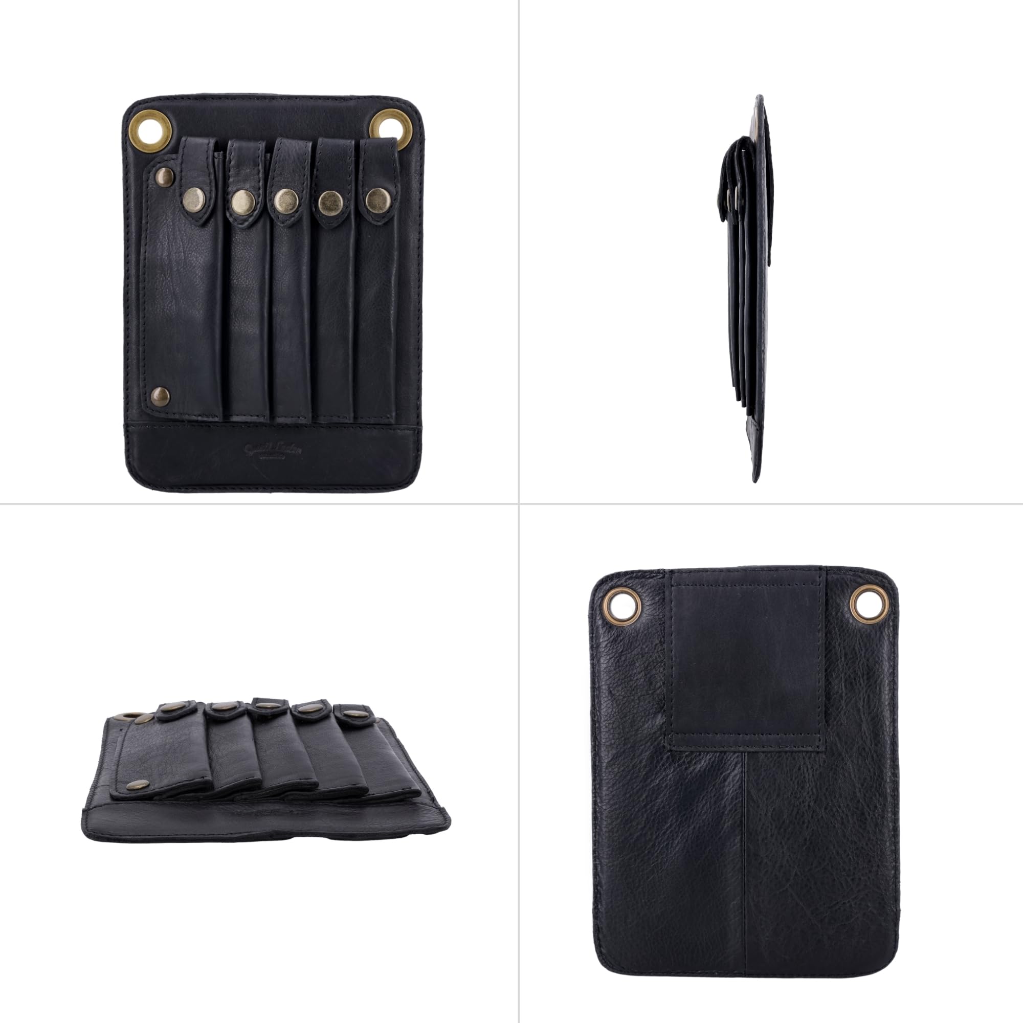 Gusti Pino - Bolso bandolera de piel para peluquería y herramientas, color negro