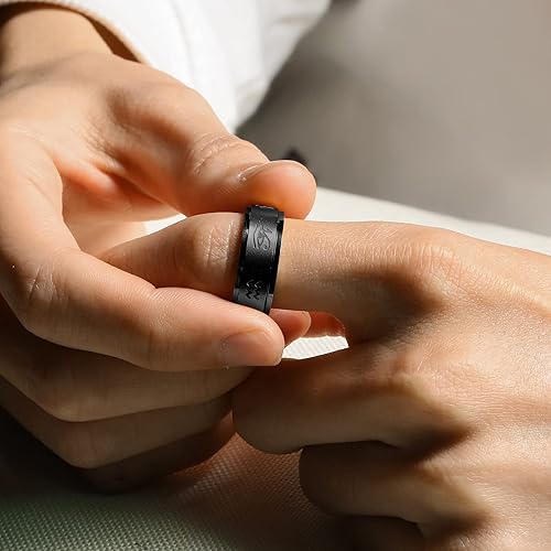 Miniatura 3 de U7 Rhinestone Eye of Horus Ring, Ankh Cross Rng, Stainless SteelBlack18K Gold Plated Egypt Rings, Protection Rings for Men Women Size 7-14