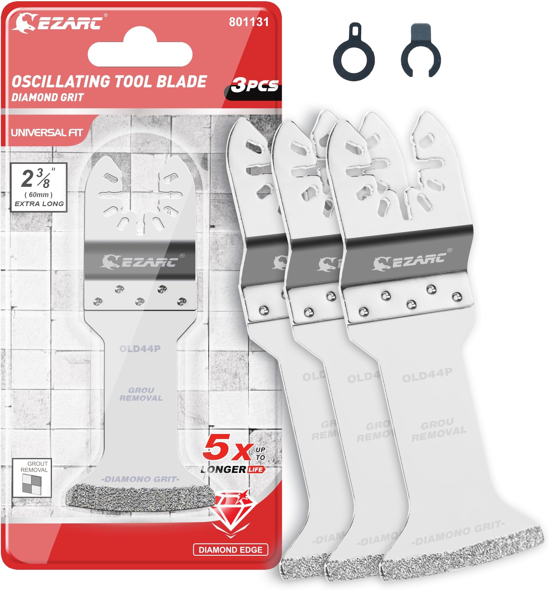 EZARC 3-Piece Diamond Multitool Saw Blades with Extra Long Reach for Tiles, Mortar, Grout, Multifunctional Tool Accessories