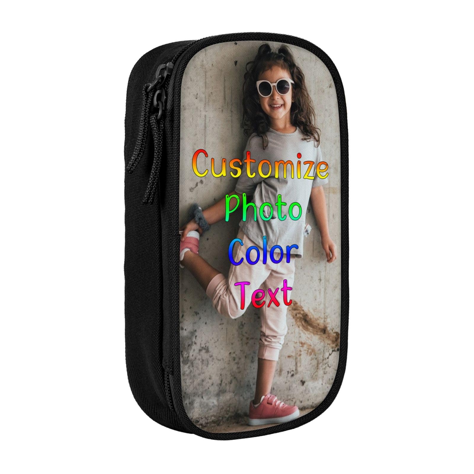 RoPox Custom Pencil Case for with Name Photo Text, Custom Design Zipper Pencil Holder, Customized Pencil Holder Box Stationery Organizer for School Office, for Teen Boys Girls Kids
