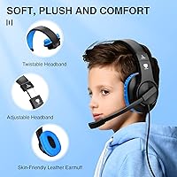 Vista 3 de Auriculares BlueFire para niños para clases en línea, niños, adolescentes, niños, niñas, auriculares de juego circumaurales de 3.5mm con micrófono