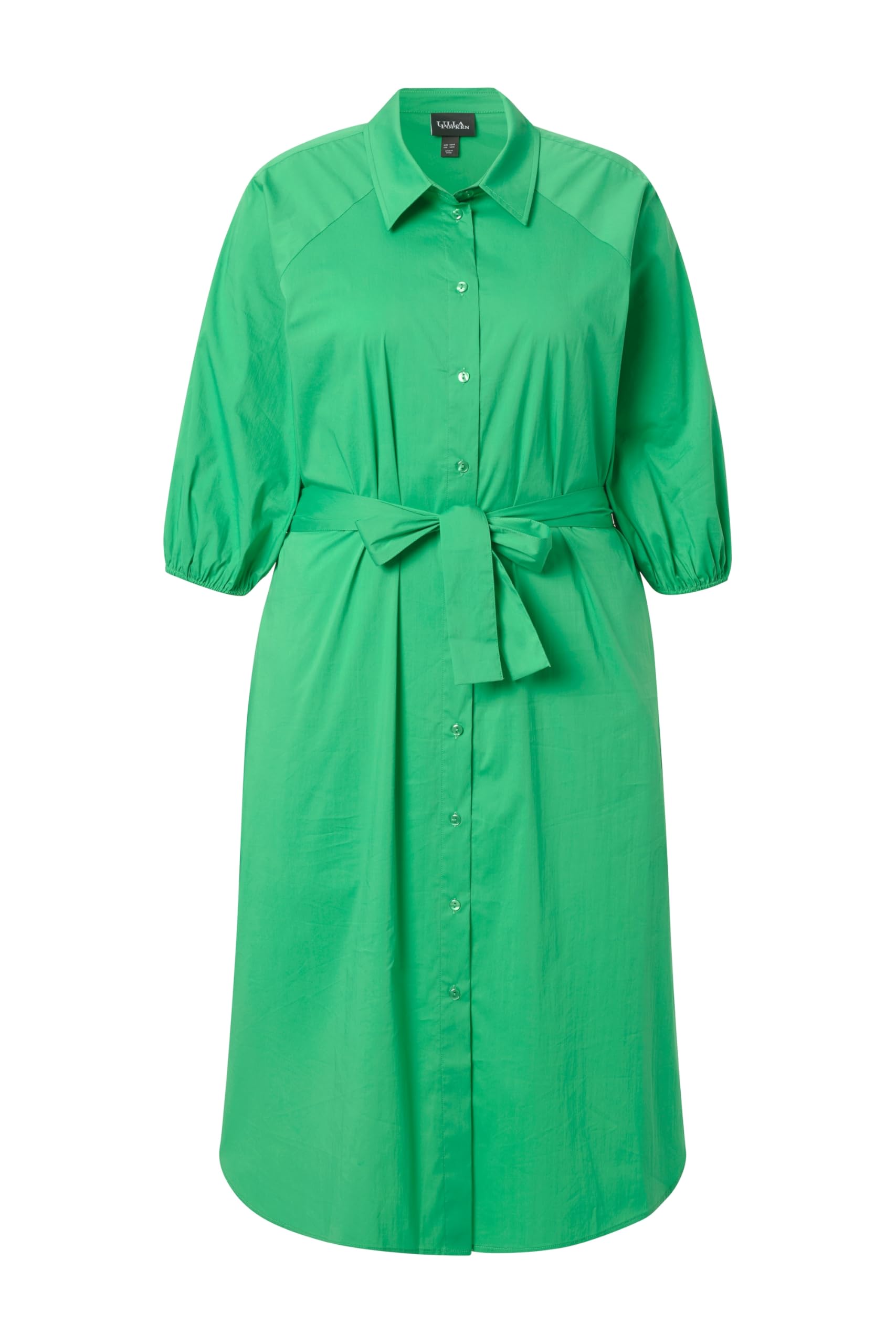 Ulla Popken Damen große Größen Übergrößen Plus Size Hemdblusenkleid, A-Linie, Hemdkragen, 3/4-Ballonärmel 848159