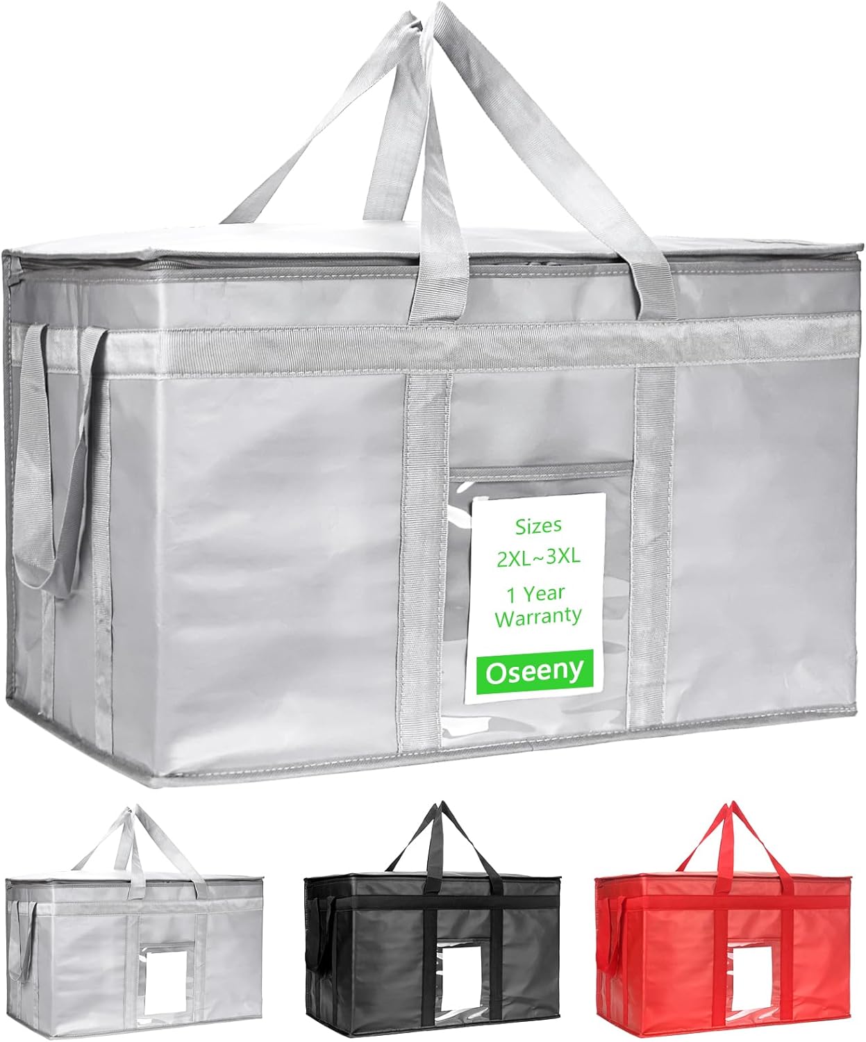XXXL Large Insulated Cooler Bag, Double Zipper Food Delivery Bag, Styrofoam Cooler of Keep Food Cold or Hot, Easy to Clean, Ideal for Professional Food Groceries Delivery Restaurant(Black, 3XL)