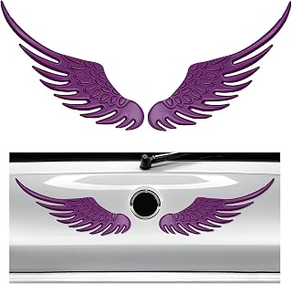 2PCS Angel Wings Car Stickers, 3D Alloy Metal Angel Hawk Eagle Wings Emblem Badge Decal, Anti-Collision Auto Body Logo Sticker, Universal Vehicle Exterior Decor Accessories (Purple)