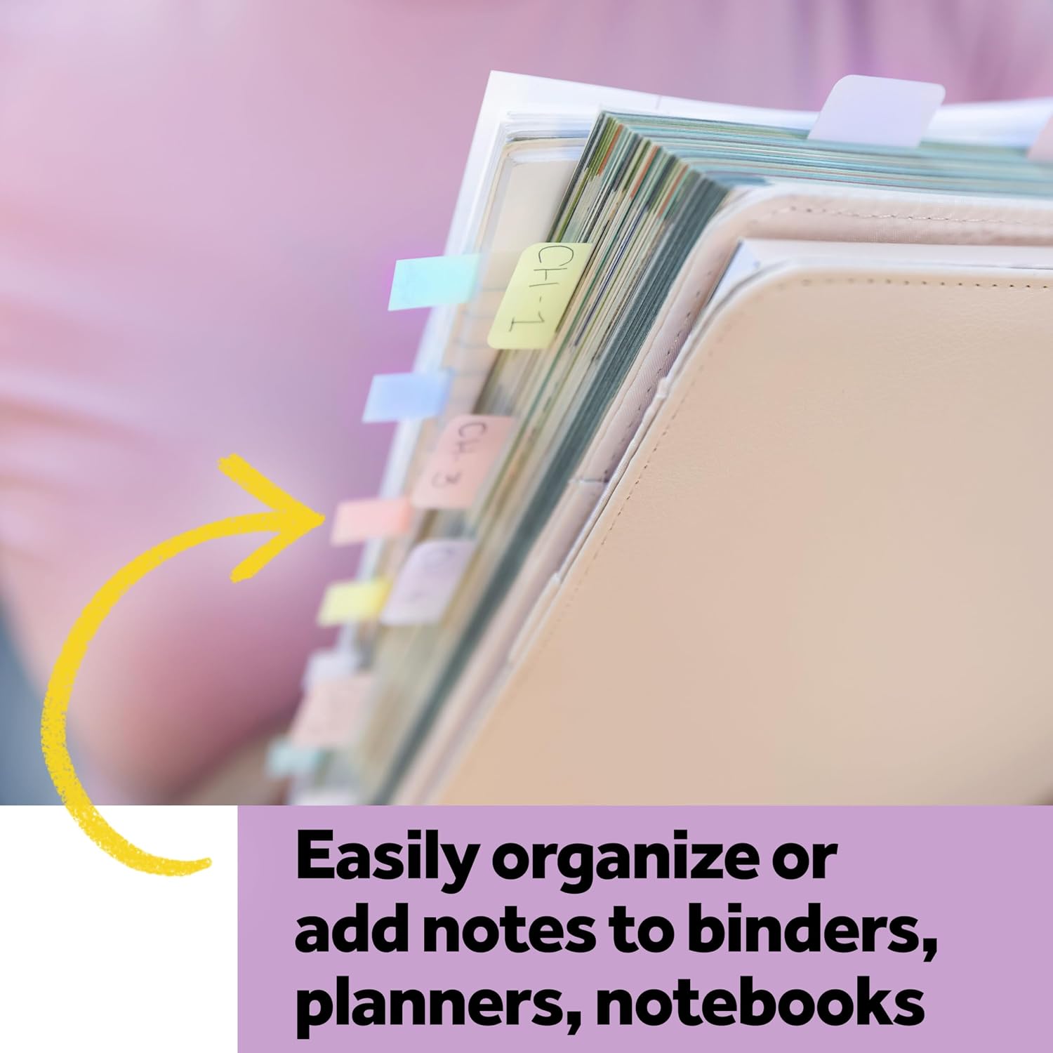 Post-it Sticky Tabs, 1 x 1.5 in, Warm Pastels, 3 Pads, 36 Tabs Total image 4