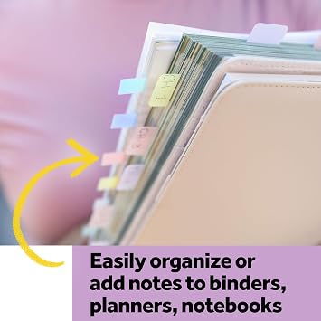 Post-it Sticky Tabs, 1 in. x 1.5 in., 3 Pads of Book Tabs in Assorted Cool Pastel Colors for Bookmarking, Annotating, Reading, and Reminders, Blue, Purple, and Green Colors (36 Total Count)