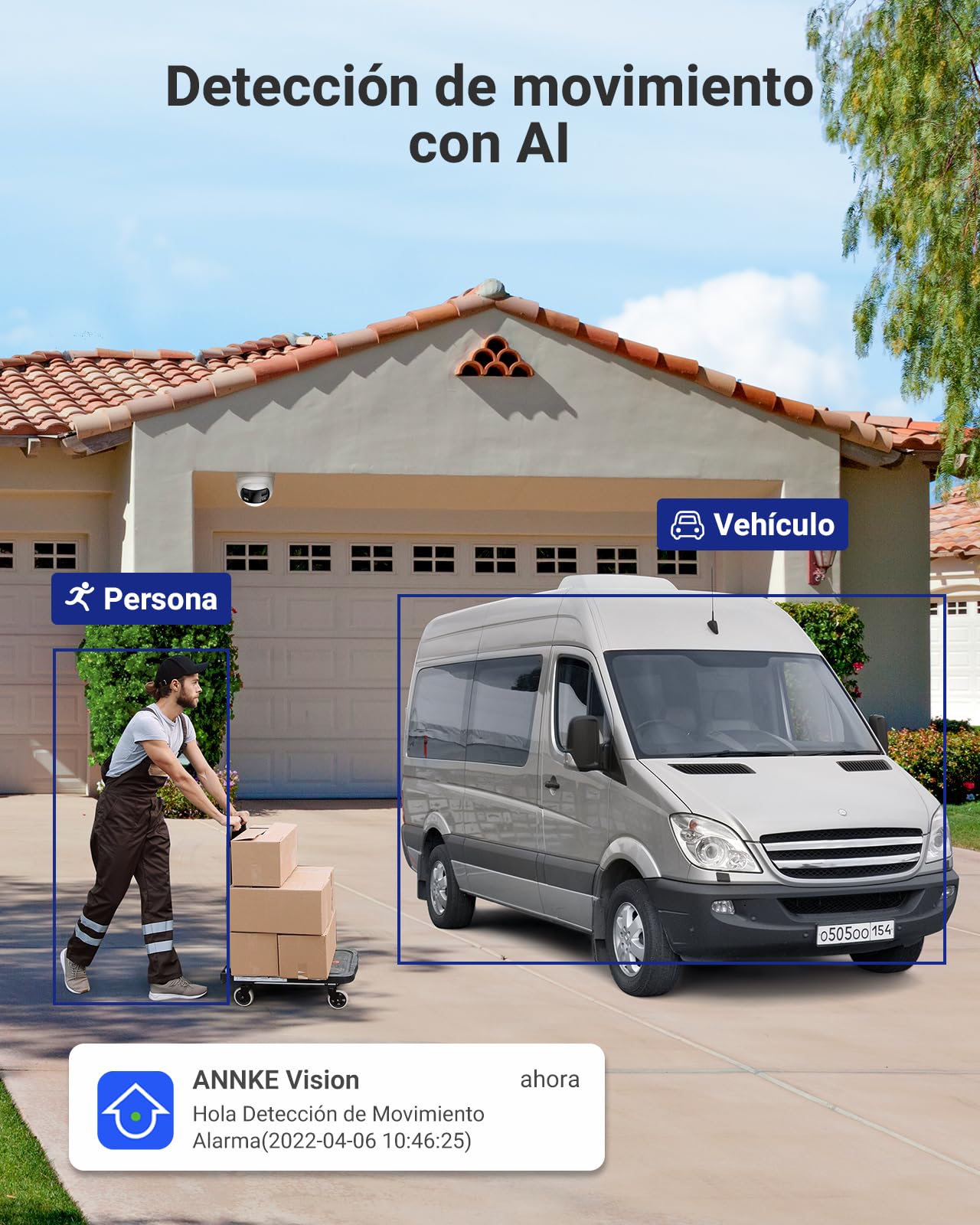 ANNKE FCD600 cámara de vigilancia exterior de 6MP con doble lente con un ángulo de visión de 180°, cámara IP para exterior, detección de personas/vehículos, visión nocturna en color, audio