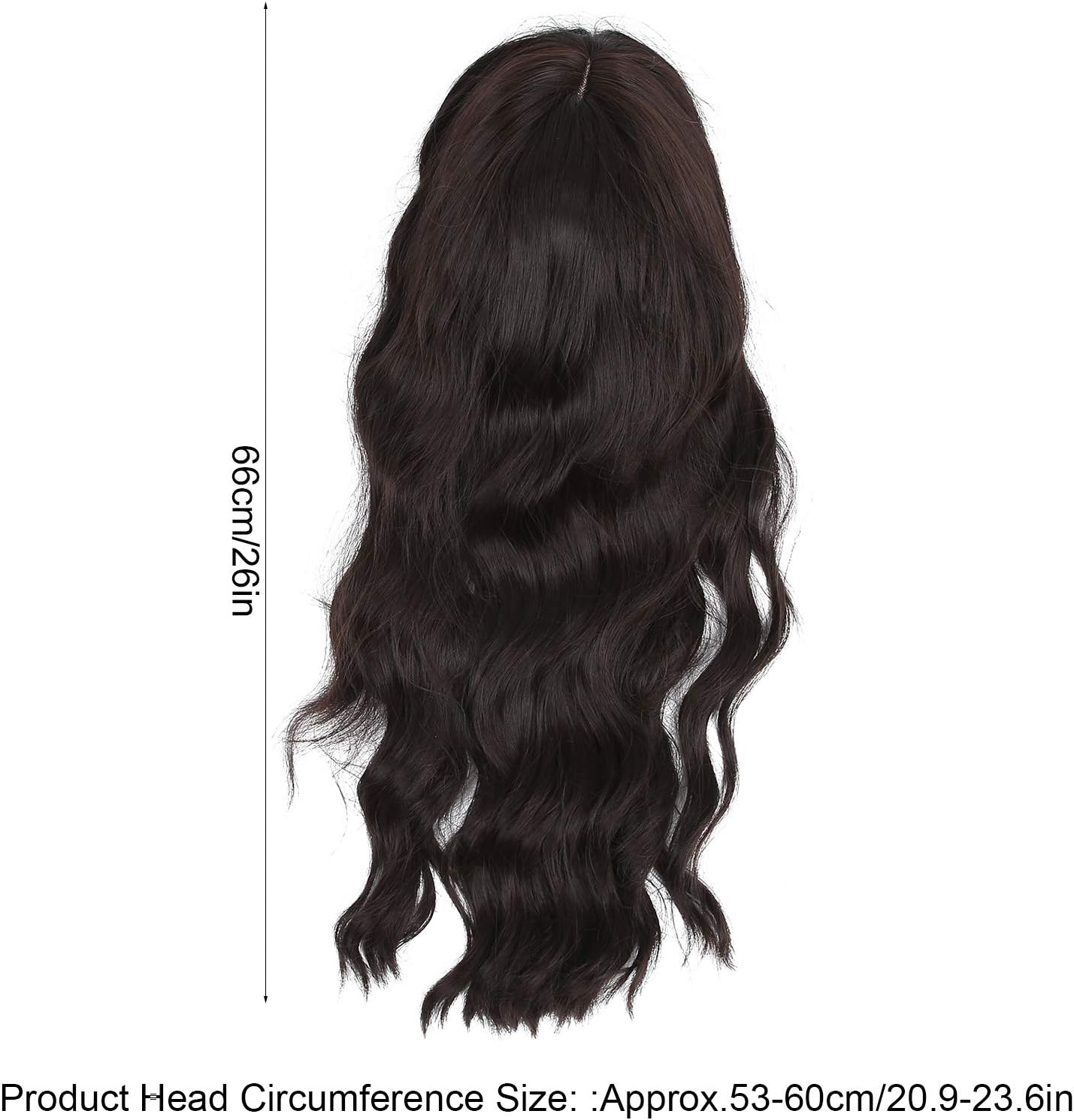 Long Dark Brown Wig with Bangs for Women, Natural Long Wavy Ombre Straight Synthetic Hair Wig for Women - Image 5