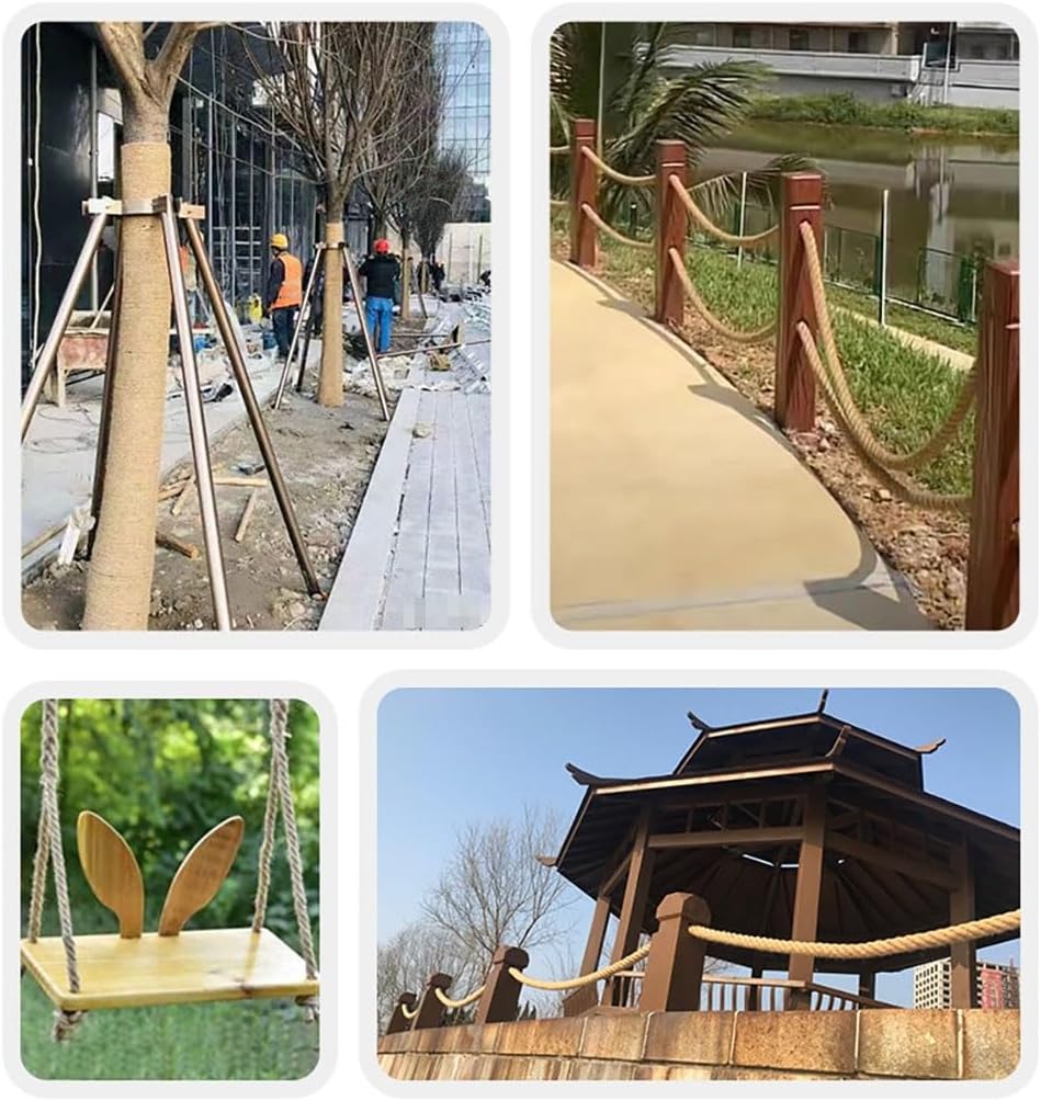 12-60 mm Twisted Manila Rope, Multipurpose Hemp Rope for Swing Hammock Climbing Decor Railing Docks Nautical Landcaping Railings(20mmx10m)