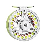 (1/2WT 3/4WT 5/6WT 7/8WT) Fly Reel with Line Combo Aluminum Alloy Large Arbor Fly Fishing Reels Weight Forward Fly Line with Braided Backing Taper Leader Pre-Tied Silver Reel&Fluo Yellow Line(Pre-load) 1/2 WT Reel+Line