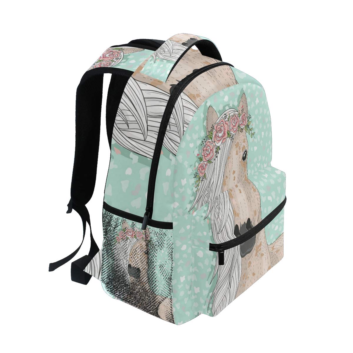 Mochila Escolar Flower Horse para Mochila de Viaje para niños niñas niños Bookbag