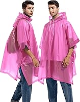Vista 36 de Paquete de 2 ponchos de lluvia para adultos, reutilizables, impermeables, de supervivencia, emergencia, resistente, con capucha con cordón Azul