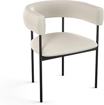 Amisco Julius Dining Chair - Cream Boucle Polyester/Black Metal