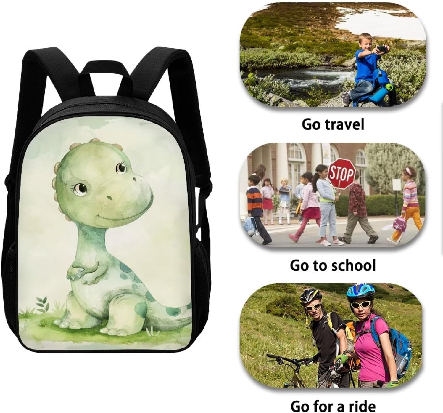 Amzbeauty Dinosaur Brachiosaurus Print Backpack For Kids 8-12 Boys Girls School Bag For Boys Girls Book Bag