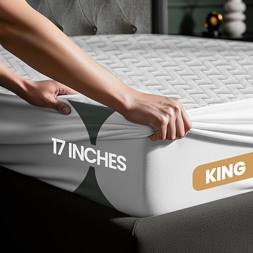 Miniatura 3 de Utopia Bedding Protector impermeable de colchón tamaño king, funda de colchón premium con tela suave 3D Air, se ajusta a colchones de 17 pulgadas