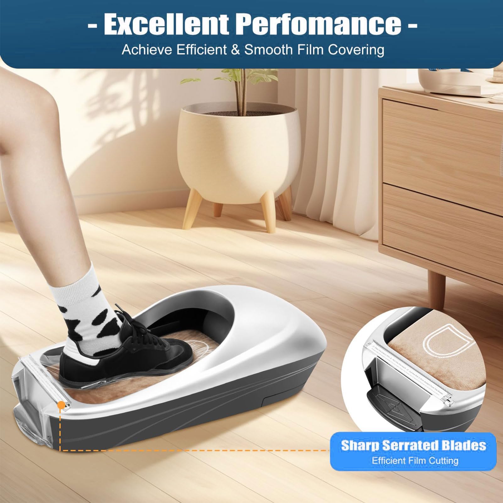 Dispensador automático de cubrezapatos, máquina de film transparente para zapatos con películas de 100 m, dispensador portátil de cubrezapatos, protector de pies y alfombras, dispensador de cubrezap