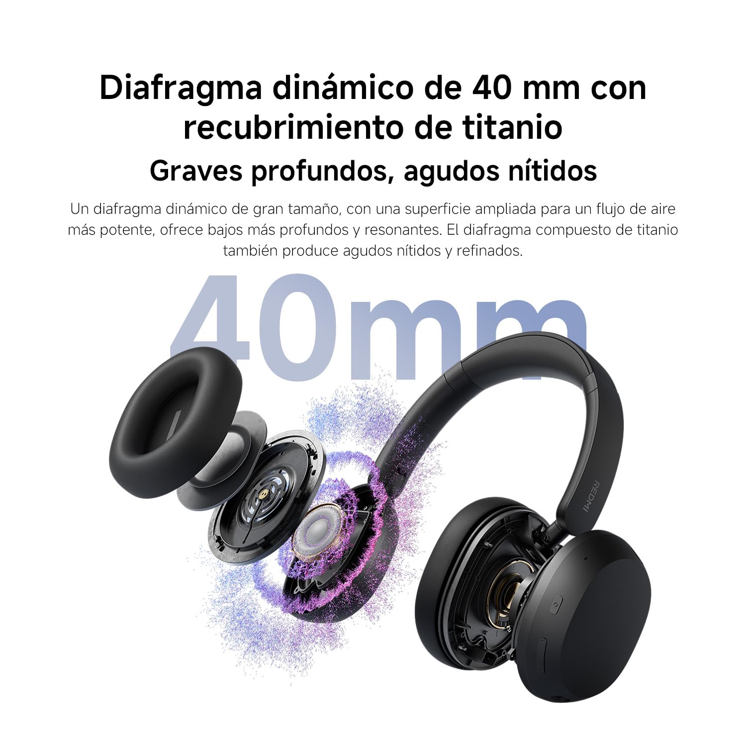 XIAOMI Redmi Headphones Neo Auriculares Bluetooth de Diadema, Active Noise Cancellation Adaptativa 42 dB, 72 h de Batería, Audio Hi-Res con Cable, Graves Potentes, 3 Micrófonos IA, Fast Pair, Negro