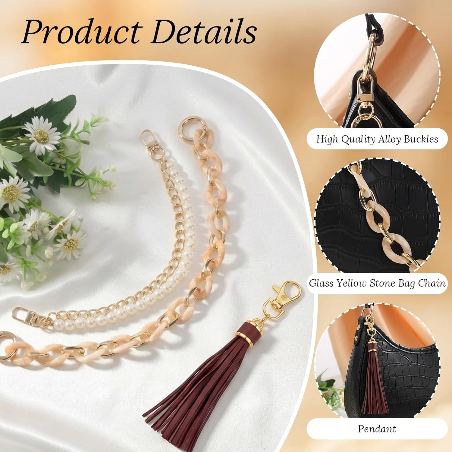 Bag Charm Chain Kit for Handbags - Beach Tote Bags Decor Accessories, Compatible with Camino 20/35/50 Carryall
