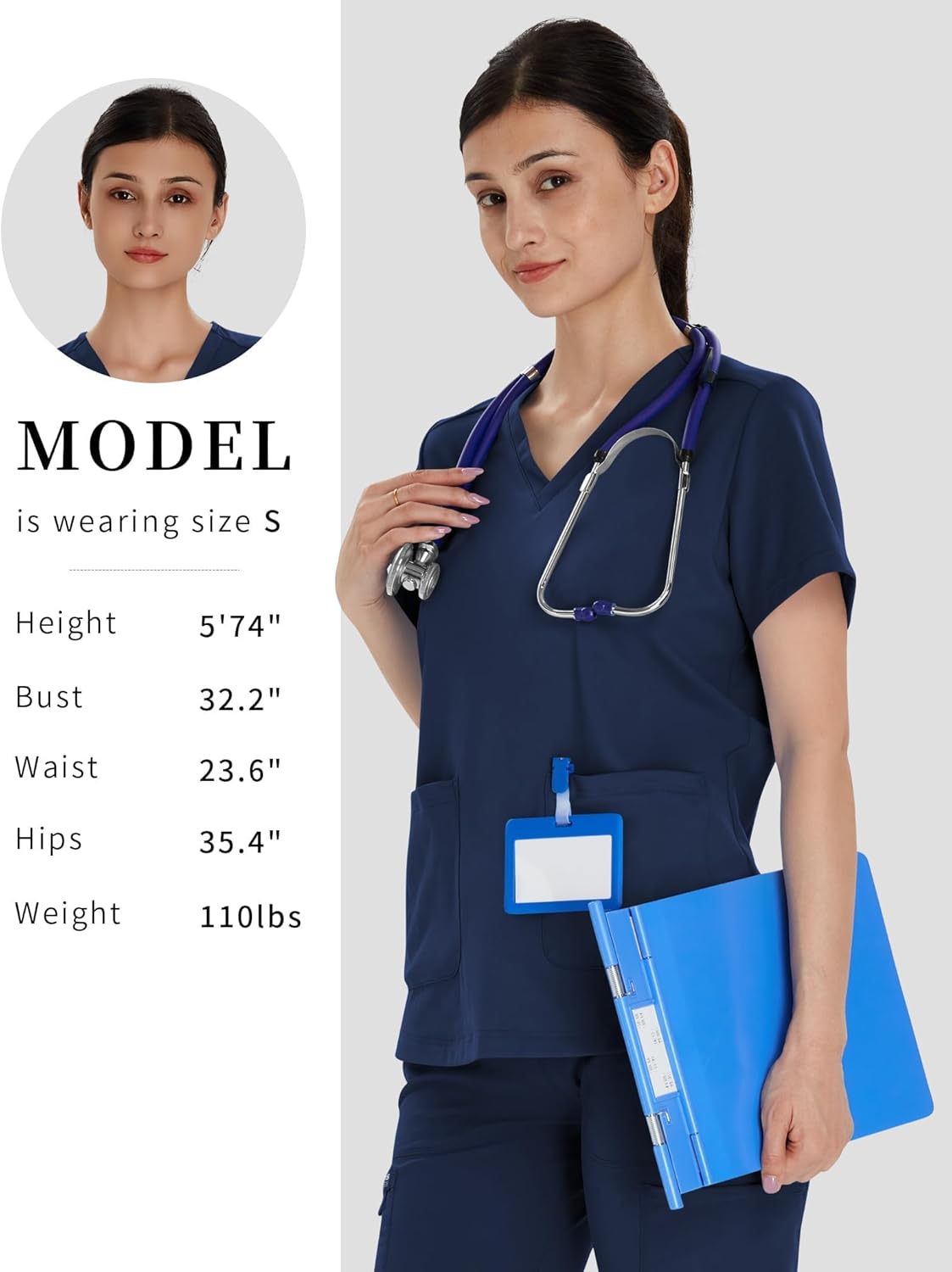 Scrub Tops for Women V-Neck Classic Fit with Two Pockets for Medical Uniforms Four-Way Stretch, Anti-Wrinkle - Image 6