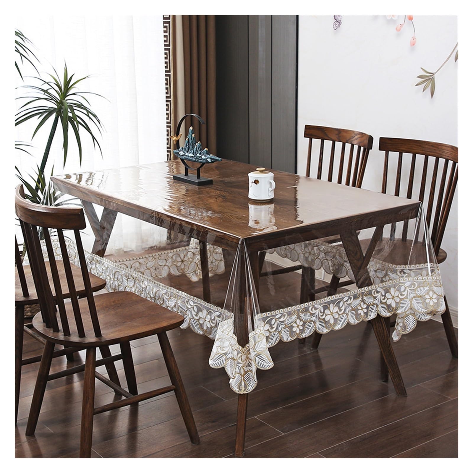 Ygmnqal Color1 Clear Pvc Embroidered Tablecloths