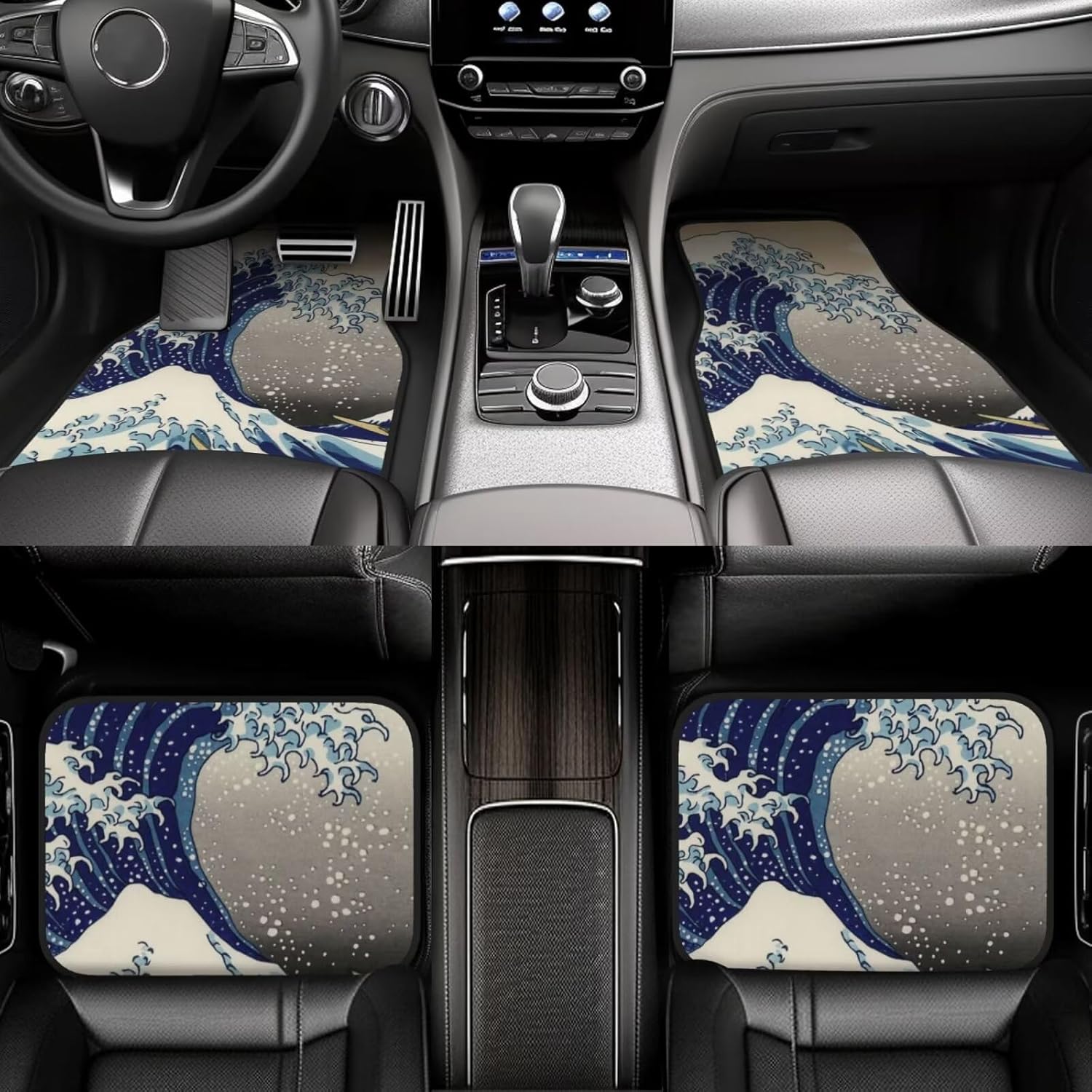 Vintage Rubber Floor Mats for Car Great Wave Off Kanagawa Heavy Duty Car Mats All Weather Car Carptes for Truck SUV Vehicle Automotive