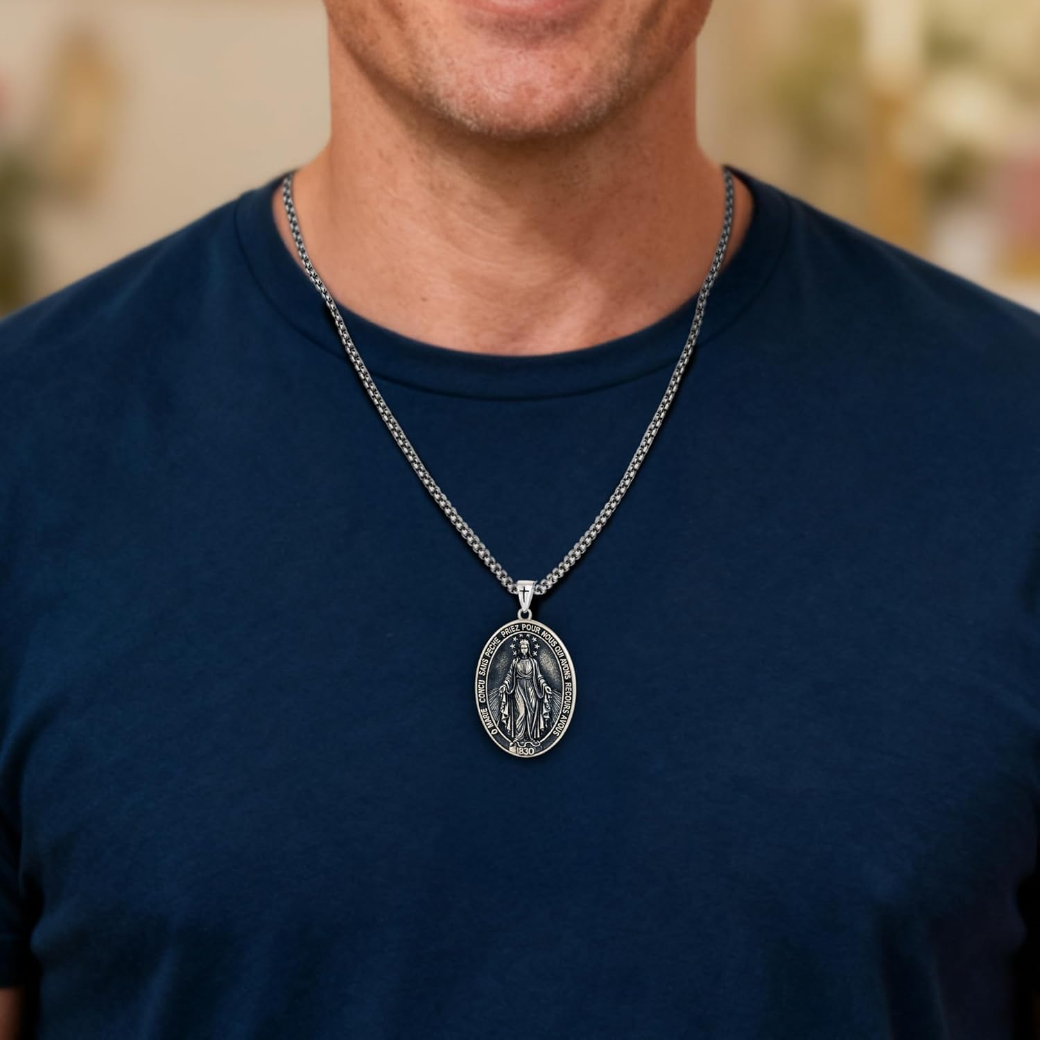 Sterling Silver Catholic Religious Medal Set Pendant Combo: Seal of Seven Archangels, Saint Benedict Medal, Virgin Mary Medal & Saint Michael Protective Charm