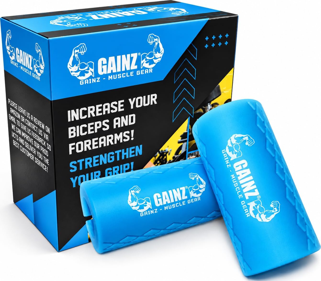 Gainz - Thick Grips Dumbell/Barbell Weight Lifting Adapters - Grow Bigger Biceps - Training, Bodybuilding (Set of 2)