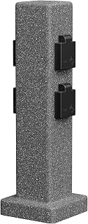 ledscom.de Garten Steckdosensäule Pock für außen, IP44, 4-Fach, anthrazit (Stein-Optik), eckig, 40 cm