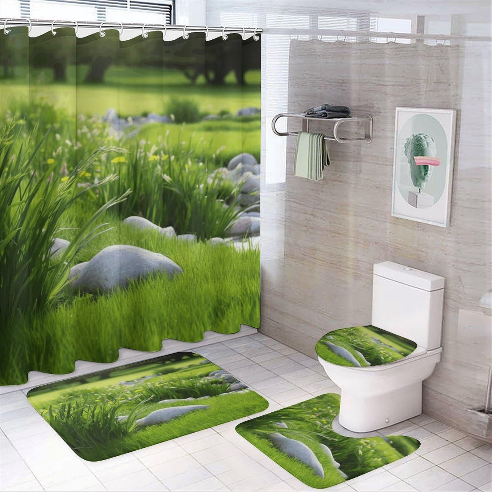 Ensemble de salle de bain herbe verte : votre oasis de printemps à la maison