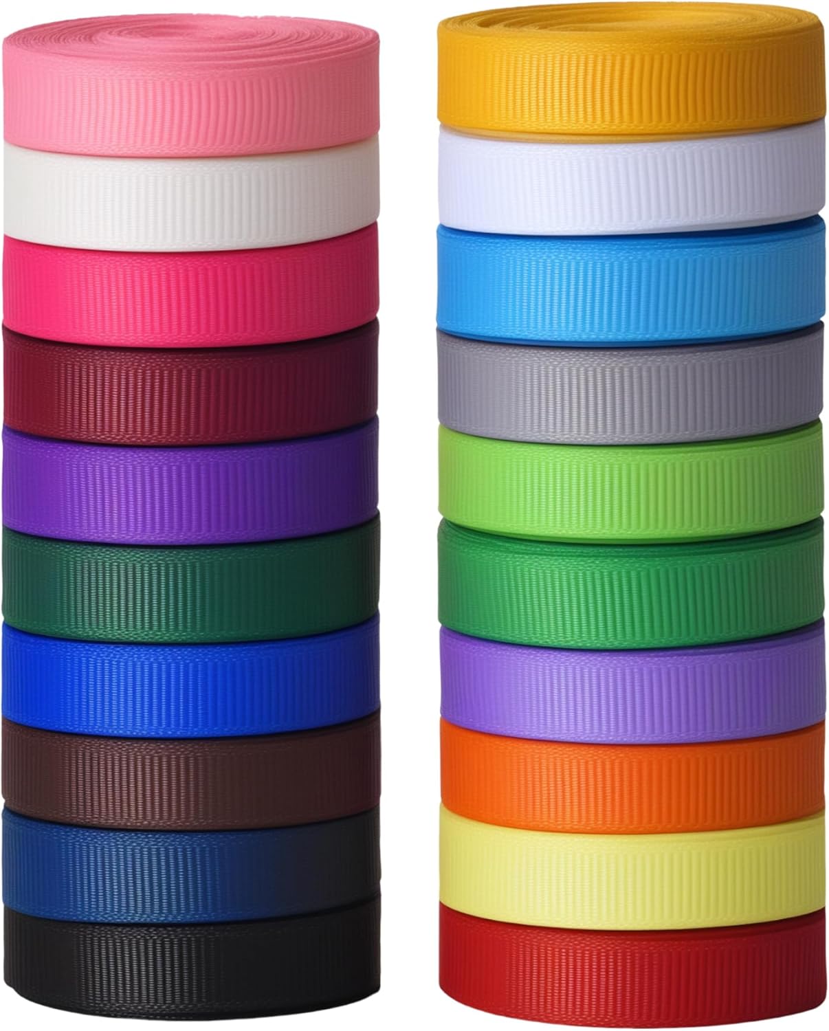 Grosgrain Ribbon 3/8 inch 20 Colors 5 Yards/Roll, Total 100 Yards Per Package for Christmas Tree, Wreath Decorations, Bow Making, Gift Wrapping, Flower Bouquet