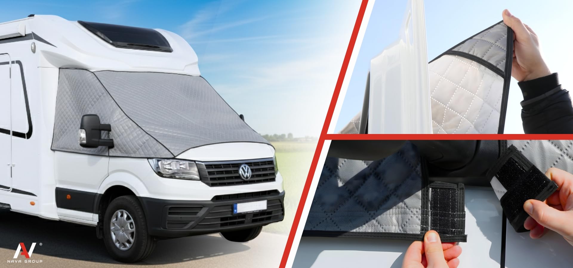 Thermomatte Außenisoliermatte für Volkswagen Crafter II ab Baujahr 2016 Wohnmobil, Front- und Seitenscheibenabdeckung Fahrerhaus, Thermoschutz Sonnenschutz Winter Schnee EIS Abdeckung, 5-lagige