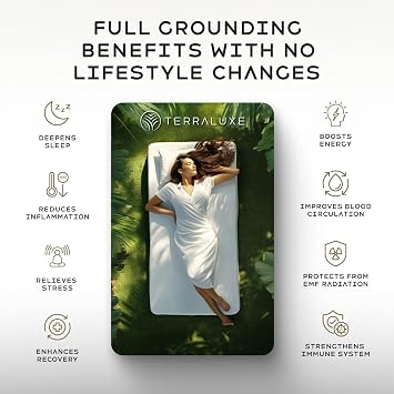 Grounding Sheets Queen, 12% Pure Silver, Organic Cotton, Cool, Soft, Fitted Earthing Sheets with Deep Pockets, Includes Tester, Adapter, 2 Cords, Connected Bedding