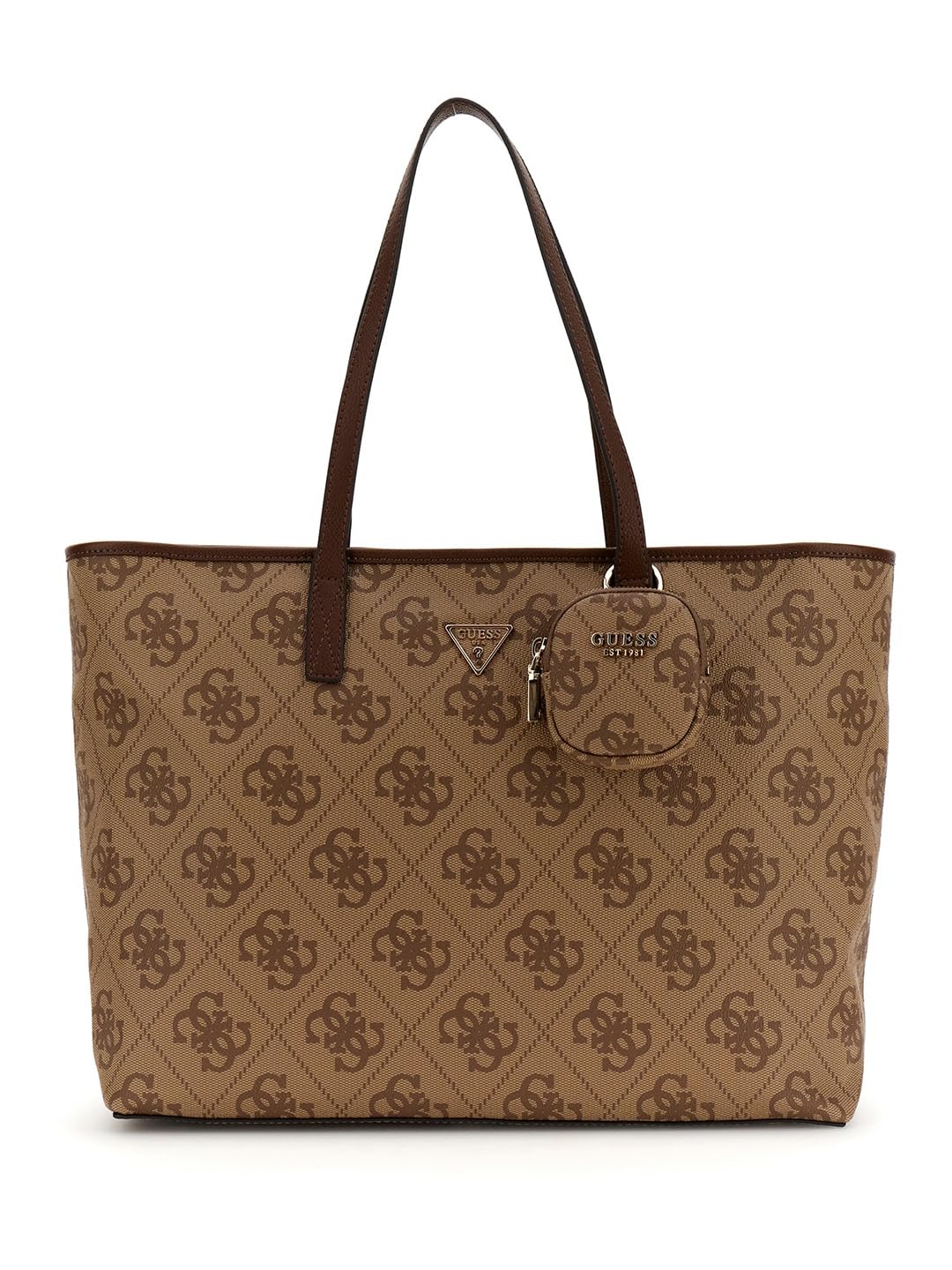 GUESS bolso shopper bolso de hombro con compartimento para portátil Power Play II Large Tech Tote Latte Logo/Brown marrón claro