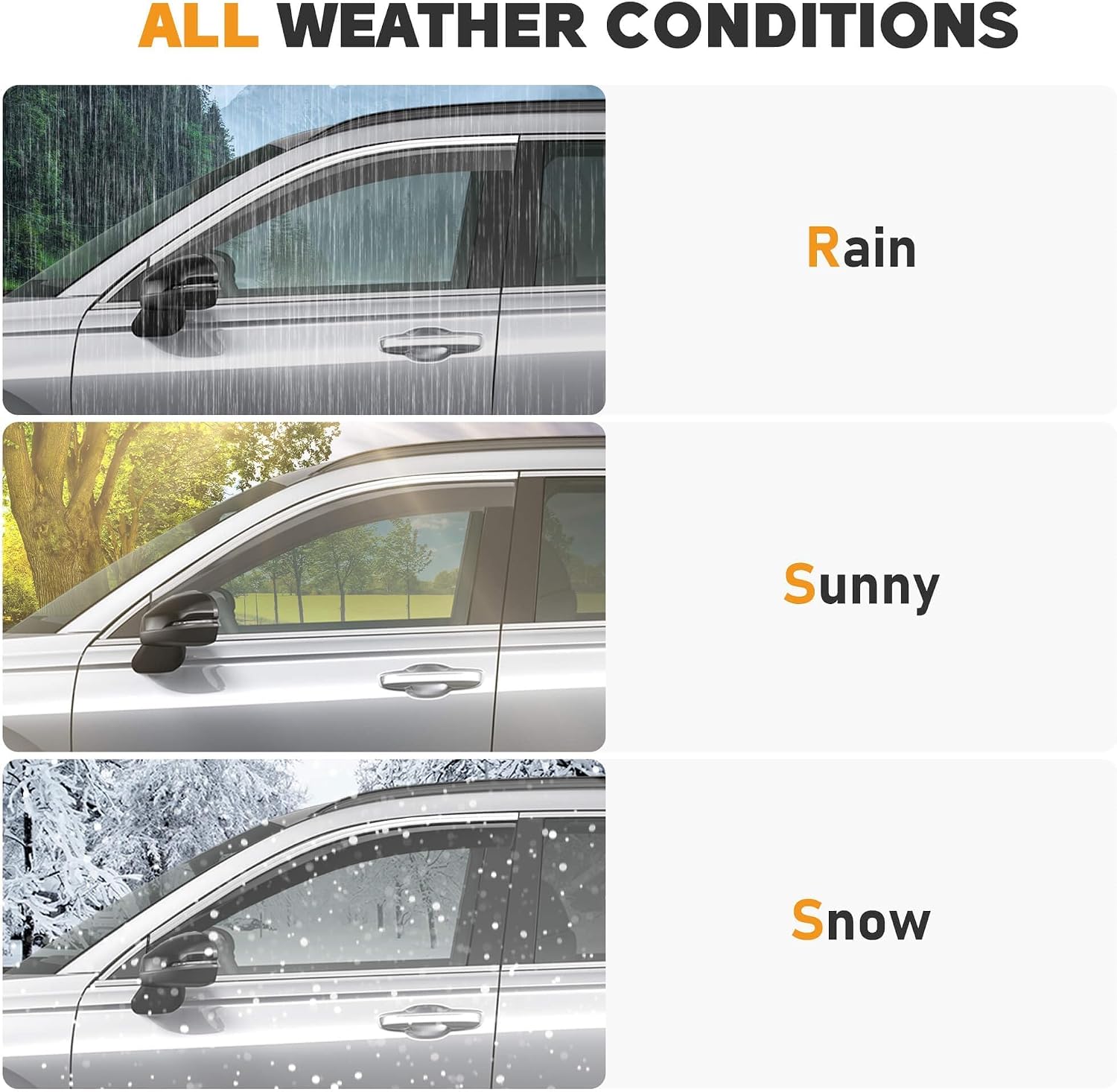 Shatterproof Taped-On Window Deflectors for Honda CR-V 2023-2026 with Chrome Trim, Rain Guards, Window Visors for Car, Vent Deflector, 4pcs