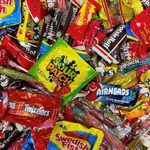 Holiday Special Chewy Fruit Candy Assortment - 3 Lbs - Skittles, Jolly Rancher Chews, Airheads, Starburst, Haribo Gummy Bears, Sour Patch, Swedish Fish, Sour Punch Straws Tootsie Rolls, Lollipops, Fruit Chews And Dots - Bulk Mix - Individually Wrapped, 48 Oz. #TOP3