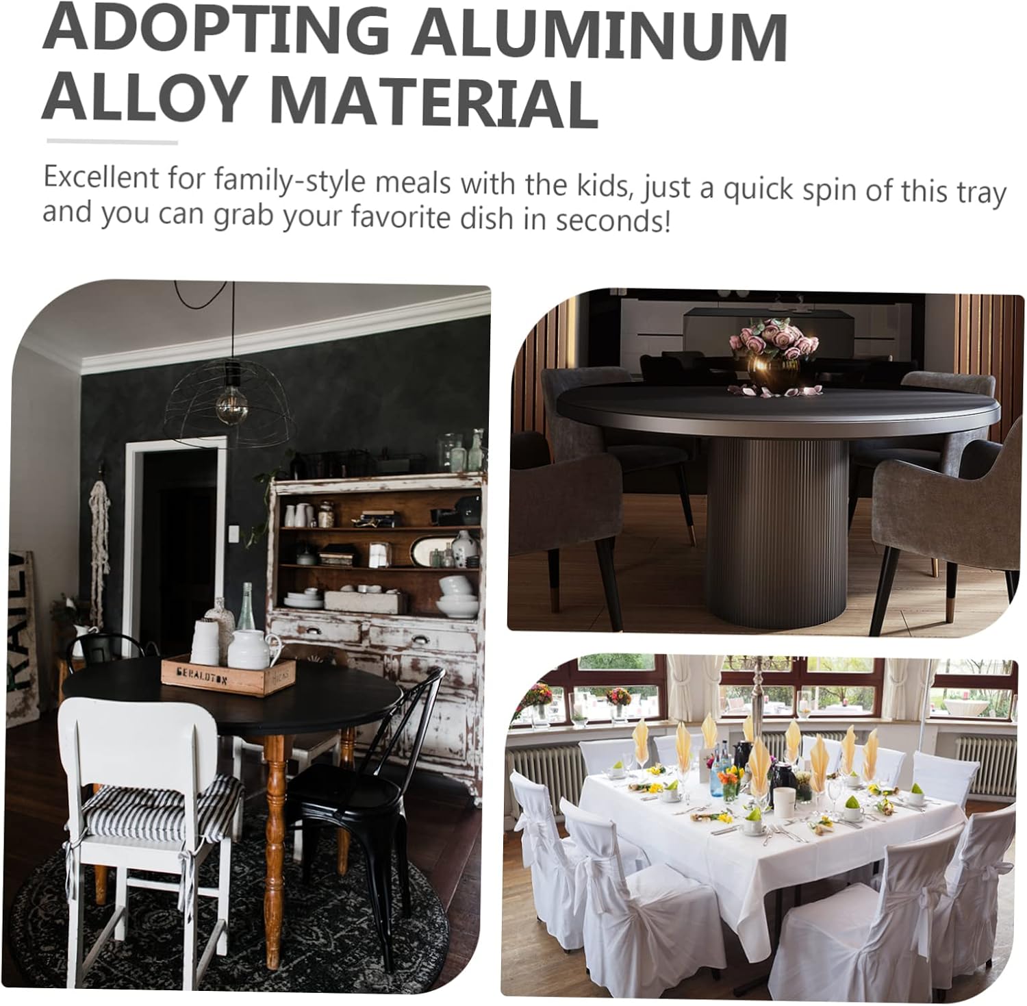 Aluminum Alloy Turntable Base for Dining Table 360 Rotation