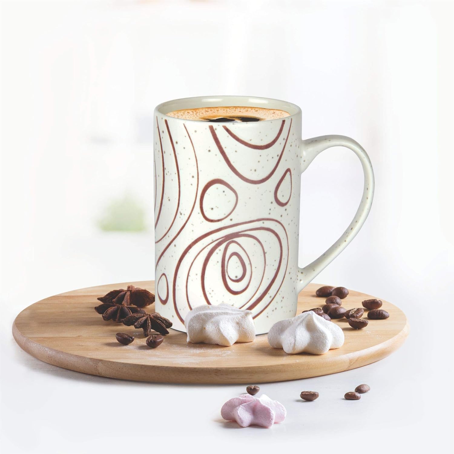 Buy Treo by Milton Artisan Ceramic Mug, 1 Piece, 400 ml, Brown Circles