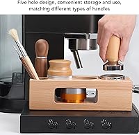 Vista 4 de Estación de manipulación de café de madera, soporte para filtro de café de madera, soporte de madera para café expreso, base de madera