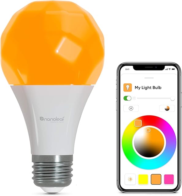 Nanoleaf Essentials E27 LED Bulb, RGBW Dimmable Smart Bulb - Thread & Bluetooth Colour Changing Light Bulb, Works with Google Assistant Apple Homekit, for Room Decor & Gaming