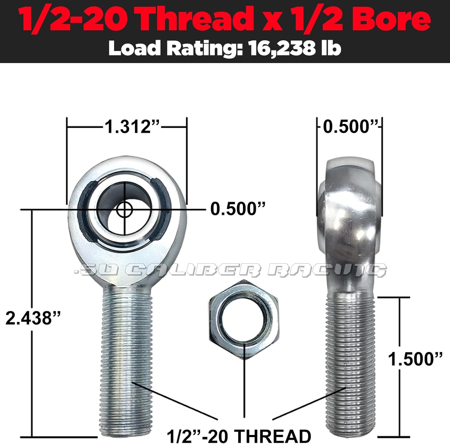1/2" Heim Joint Rod End Kit, RIGHT HAND THREAD for 1" OD .095 Wall - Chromoly Heim Joints 1/2", Jam Nut, Bung & Spacers - Suspension, Steering UTV Rock Crawler Hot Rod Johnny Joint [6101B1] 1-set