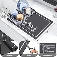 Vista 2 de Findosom Tapete de Secado de Platos de 12" x 20", Tapete de Café Súper Absorbente y Cortable, Tapete de Barra que Oculta Manchas para Encimera