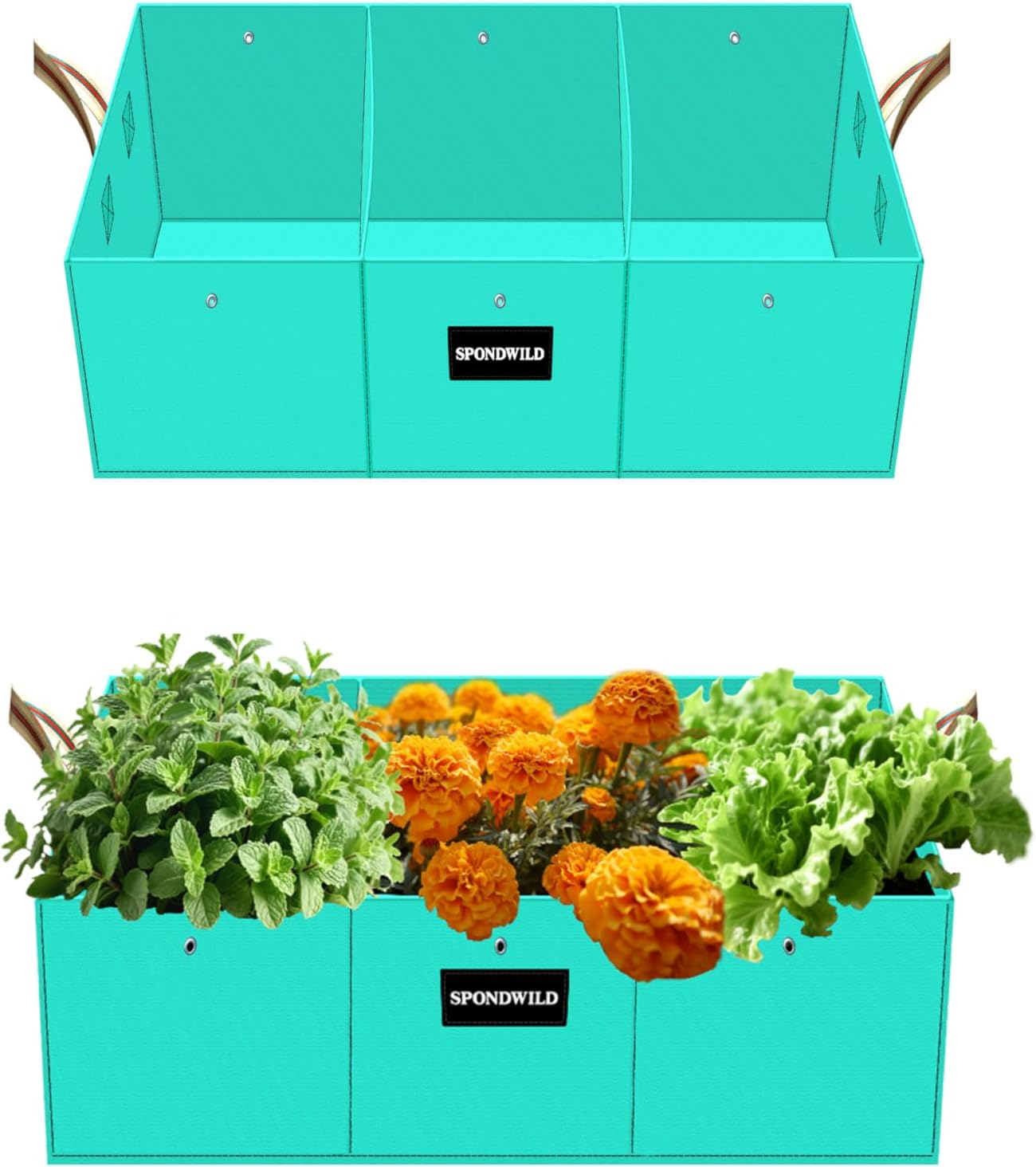 Rectangle Grow Bags - 2 Pcs 10 Gallon Pots Compatible Potato Planter, PE Rectangle Planter for Growing Fruit and Vegetables, Green