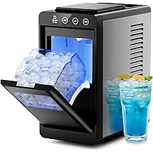 Kismile Ice Makers Countertop,26lbs in 24Hrs, Portable Ice Maker Machine with Self-Cleaning Function,Selectable Ice Size &amp; Internal Lighting Desigh for Home/Kitchen/Bar