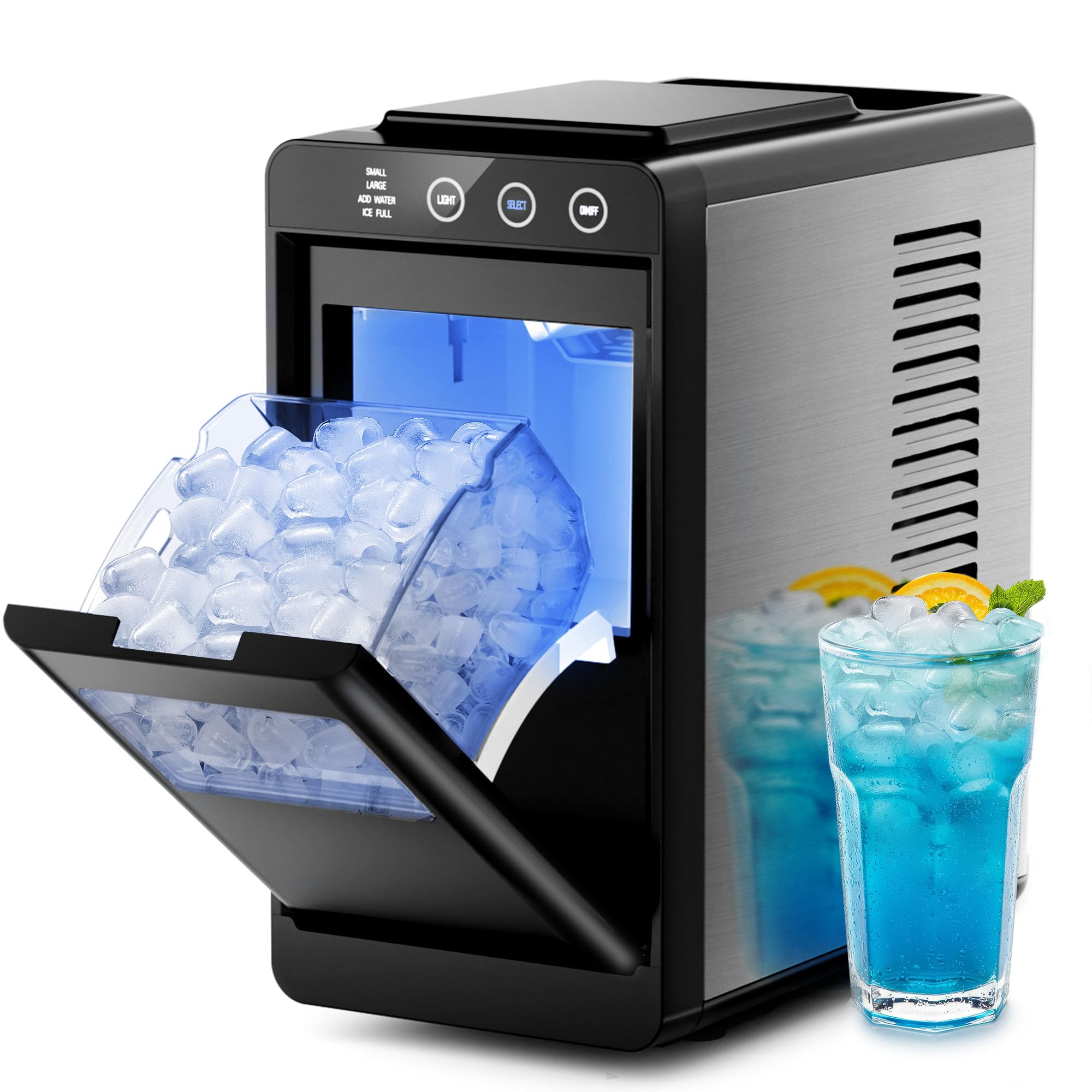 Kismile Ice Makers Countertop,26Lbs/Day,Portable Countertop Ice Machine,Ice Basket/Scoop for Home & Kitchen(Green)