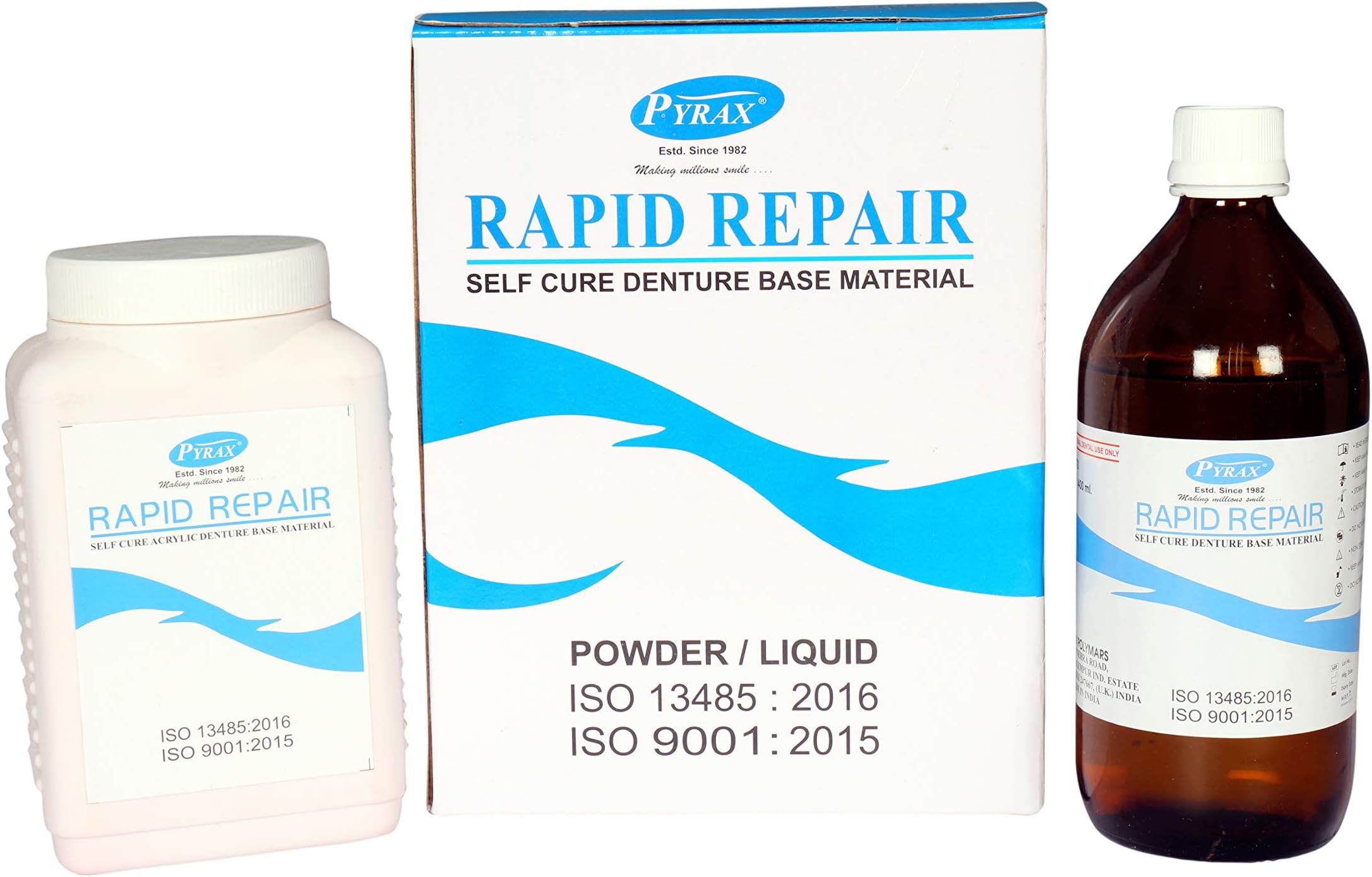 Cold Cure Acrylic,Self Cure Denture Base Acrylic Material,Rapid Repair(Laboratory Pack) (Clear) 400 Powder+ 400 ml Liquid