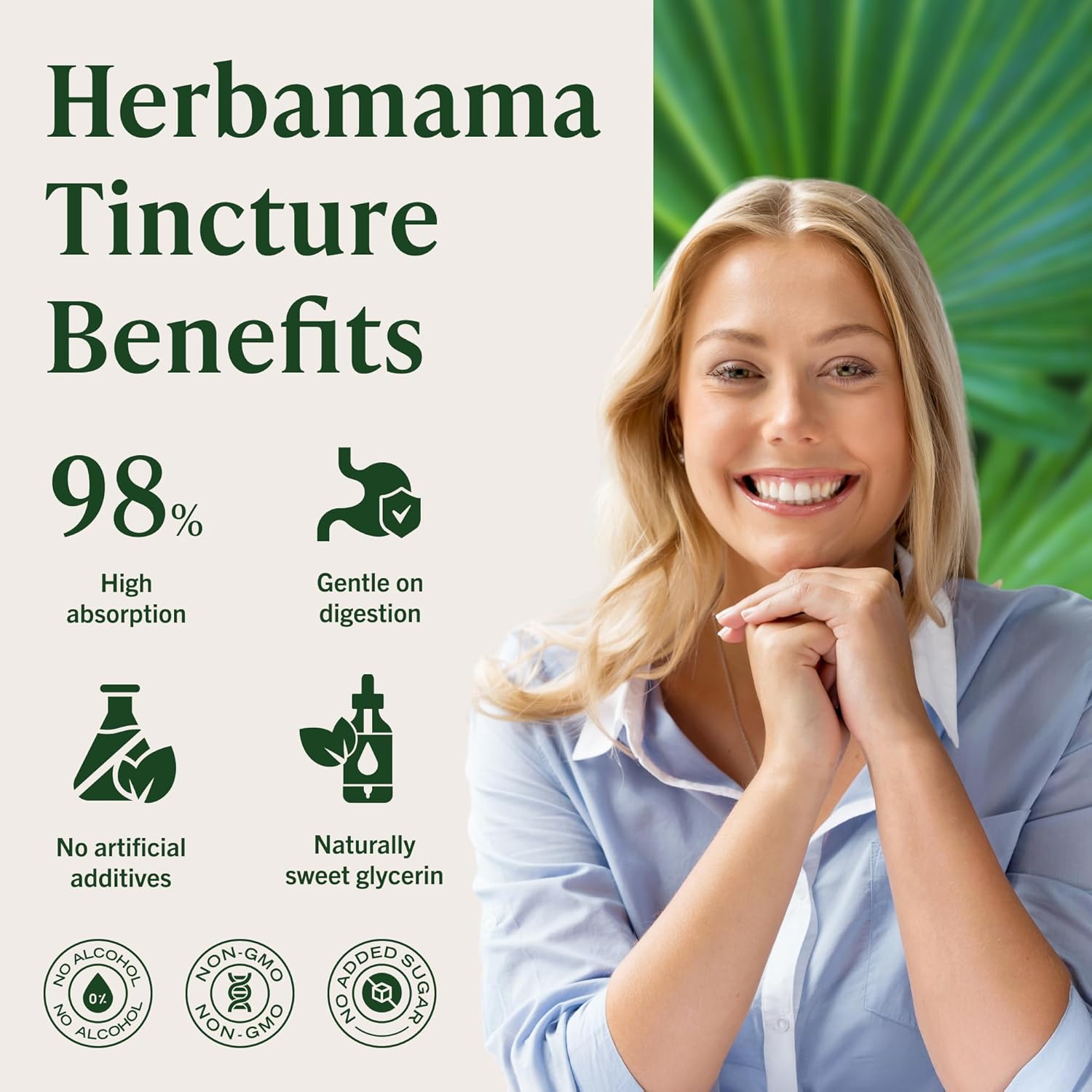 HERBAMAMA Saw Palmetto Extract – Saw Palmetto Herbal Supplements for Hair Health* & Urinary Tract Support – Men's & Women's Hormone Balance Supplement – Non-GMO, Alcohol & Sugar-Free, 84-Day Supply