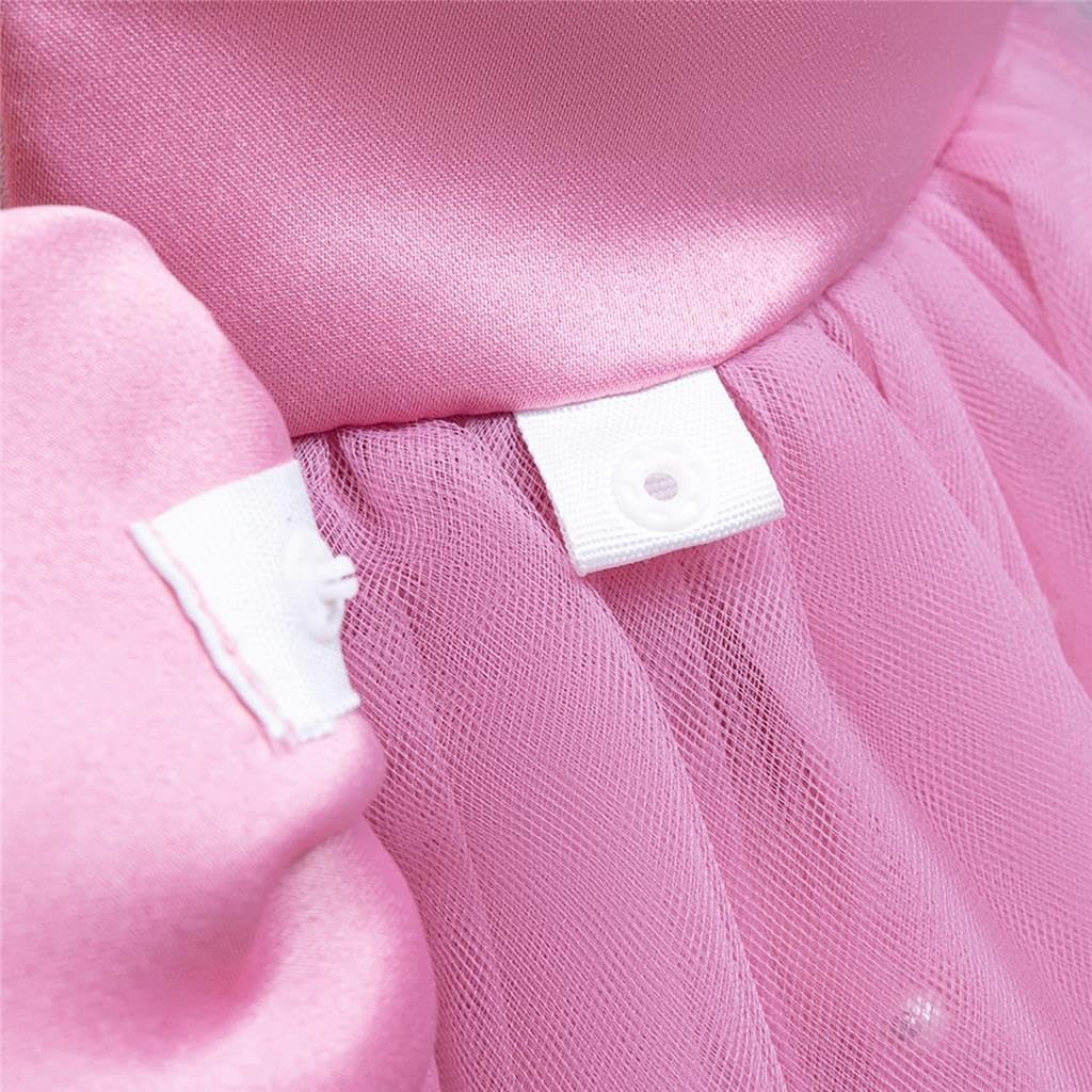 Lito Angels Robe de cérémonie Fille avec Perles | Perles délicates, manches à volants, dos en V, jupe tulle superposée, grand nœud au dos, Mariage, Cérémonie, Baptême, Noël
