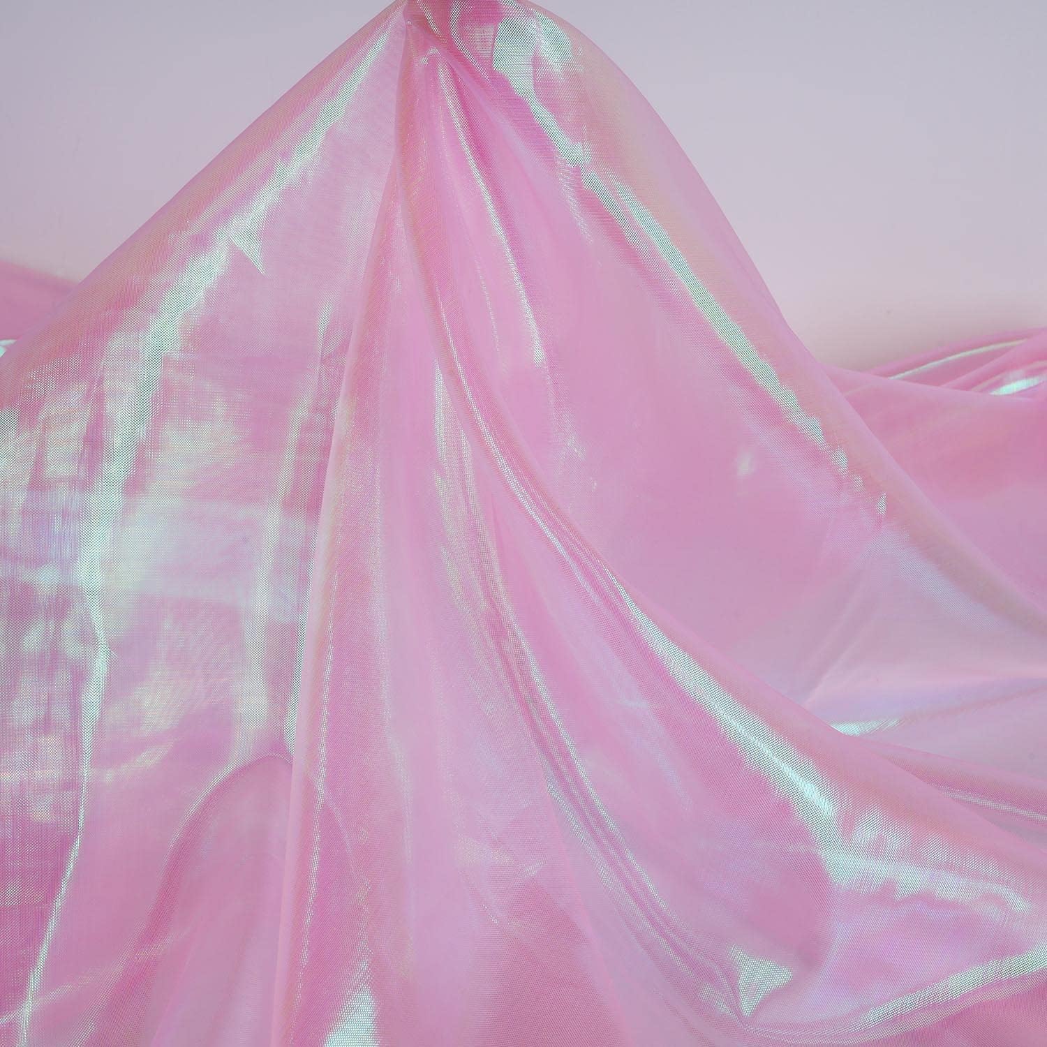 Sheer Iridescent Organza Fabric 58 Inches Wide - 10 Yards Precut - Shinny Wedding Party Decor Fairy Costume Voile Doll Clothes Sewing - Blue