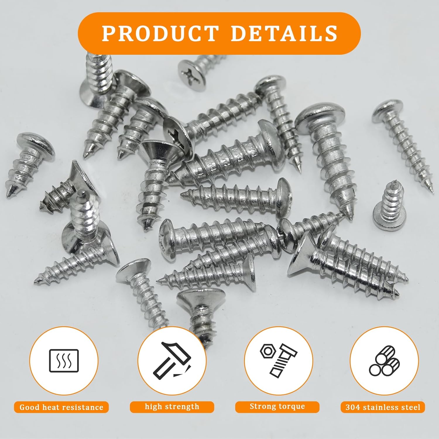 435Pcs 304 Stainless Steel Self Tapping Screws Assortment Set, M3/M4/M5/M6 Flat Head & Round Head Self Tapping Screws Assortment Set, Phillips Drive Wood Screw Assortment Kit